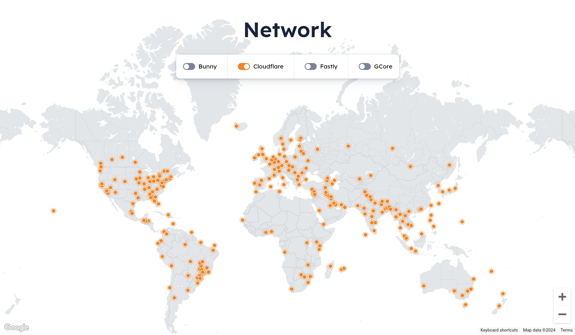 An image showing all 300+ edge PoPs of Cloudflare and their locations