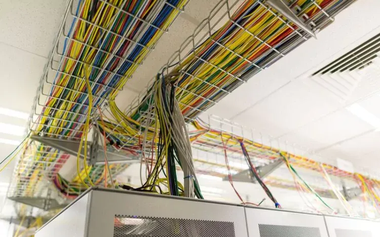 Internet Fibers and Power cable inside a Colocation centre